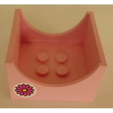 pink container box 4 x 4 x 2 bottom with semicircle cutout ends with flower pattern on both sides stickers - set 6547