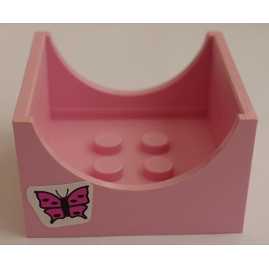 pink container box 4 x 4 x 2 bottom with semicircle cutout ends with butterfly pattern on both sides stickers - set 6547