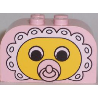 slope curved 4 x 2 x 2 double with 4 studs with baby face pacifier pattern