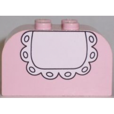 pink slope curved 4 x 2 x 2 double with 4 studs with baby bib pattern