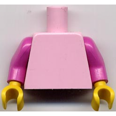 pink torso plain dark pink arms yellow hands