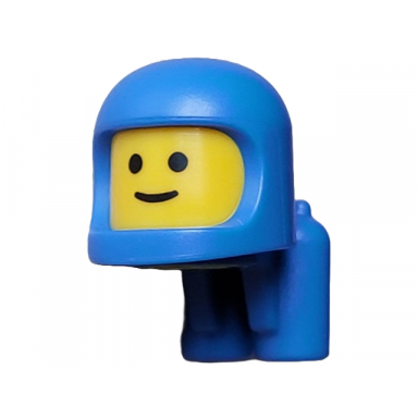 minifigure head modified baby toddler with molded blue space helmet and air tanks and printed black grin and eyes pattern