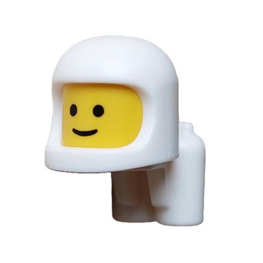 minifigure head modified baby toddler with molded white space helmet and air tanks and printed black grin and eyes pattern
