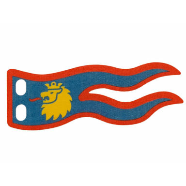 cloth flag 8 x 3 wave with lion head on blue background with red border pattern
