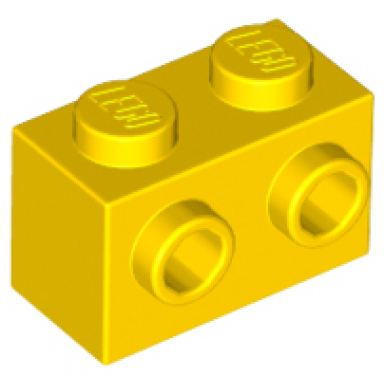 yellow brick modified 1 x 2 with studs on 1 side