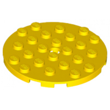 yellow plate round 6 x 6 with hole