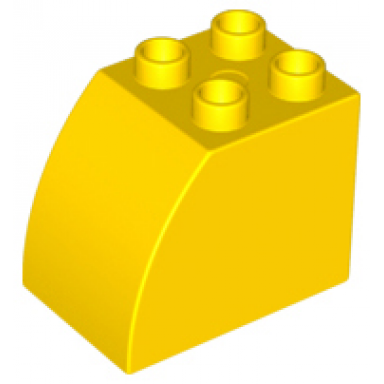 yellow duplo brick 2 x 3 x 2 slope curved