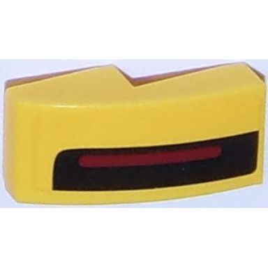 yellow slope curved 2 x 1 x 2 3 with thin red stripe on thick black stripe on yellow background pattern model left side sticker - set 75870