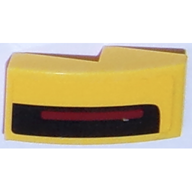 yellow slope curved 2 x 1 x 2 3 with thin red stripe on thick black stripe on yellow background pattern model right side sticker - set 75870