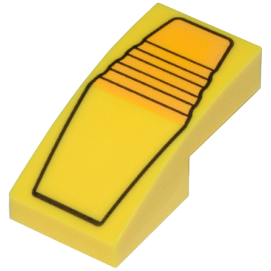 yellow slope curved 2 x 1 x 2 3 with black outline and ridges bright light orange panel pattern transformers bumblebee head center