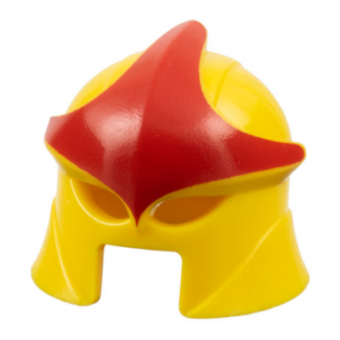 yellow minifigure headgear helmet with eye holes and open mouth with red star pattern