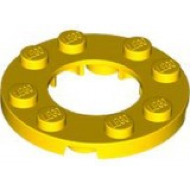 yellow plate round 4 x 4 with 2 x 2 round open center