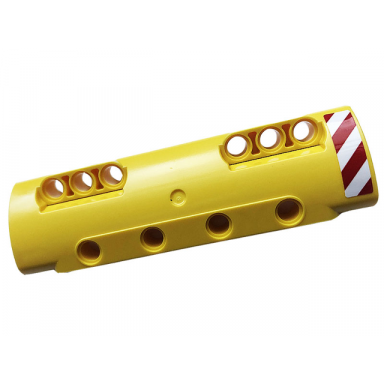 yellow technic panel curved 11 x 3 with 10 pin holes through panel surface with red and white dangers stripes pattern model right side sticker - set 42108