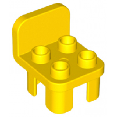 yellow duplo furniture chair with 4 studs and rounded back