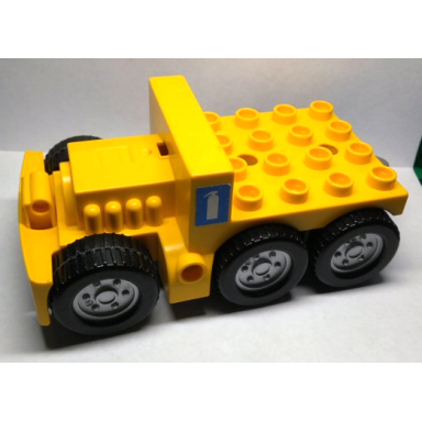 yellow duplo truck semi-tractor chassis with fire extinguisher and headlights pattern stickers - set 7844