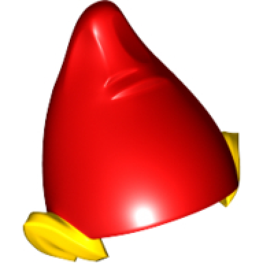 yellow minifigure headgear hat elf dwarf with pointed ears with red top pattern