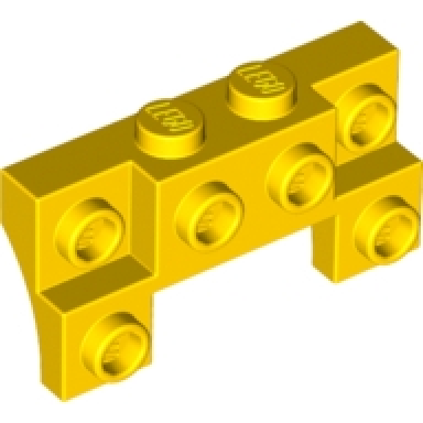yellow brick modified 2 x 4 - 1 x 4 with 2 recessed studs and thin side arches