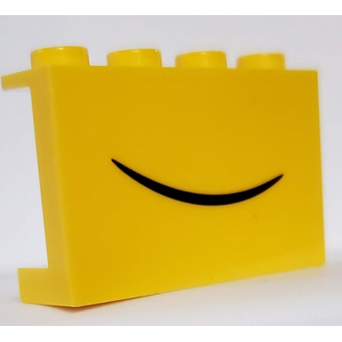 yellow panel 1 x 4 x 2 with side supports - hollow studs with black smile pattern