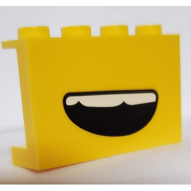 yellow panel 1 x 4 x 2 with side supports - hollow studs with open mouth smile with top teeth pattern