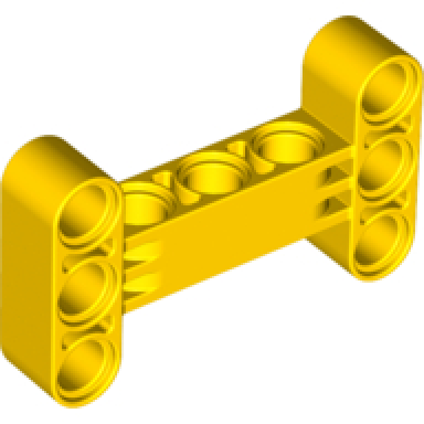 yellow technic liftarm modified h-shape thick 3 x 5 perpendicular