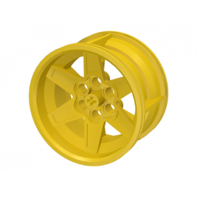 yellow wheel 56mm d x 34mm technic racing medium 6 pin holes