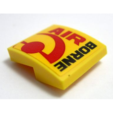 yellow slope curved 2 x 2 x 2 3 with air and borne pattern sticker - set 60113