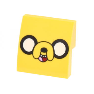 yellow slope curved 2 x 2 x 2 3 with jake the dog face pattern