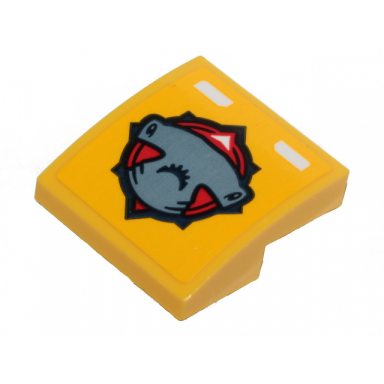 yellow slope curved 2 x 2 x 2 3 with hammerhead shark head red compass rose on yellow background pattern sticker - set 60264