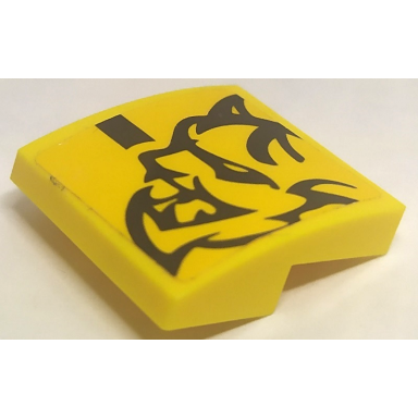 yellow slope curved 2 x 2 x 2 3 with black stripe and dodge demon face with fangs and horns pattern model left side sticker - set 75893