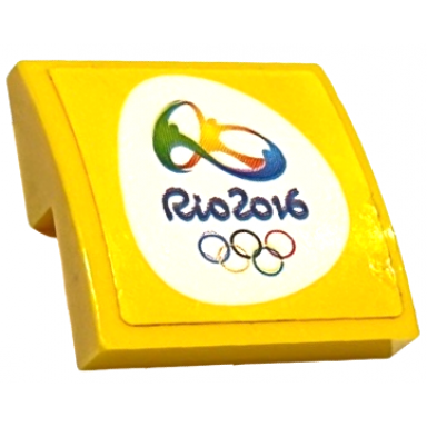 yellow slope curved 2 x 2 x 2 3 with rio 2016 olympics logo and rings pattern sticker - set 40225