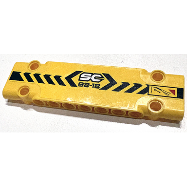 yellow technic panel plate 3 x 11 x 1 with black danger stripes sc 98-18 crane boom arm and red triangle pattern model left side sticker - set 42097