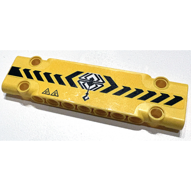 yellow technic panel plate 3 x 11 x 1 with black danger stripes crane hook and warning triangles pattern model right side sticker - set 42097