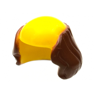 yellow minifigure hair male bald top with reddish brown hair pattern
