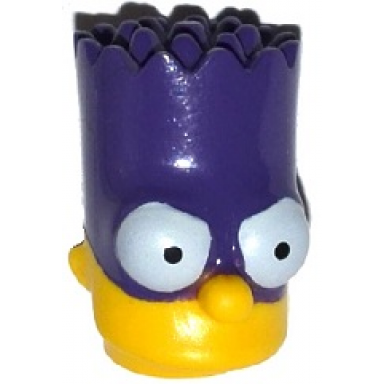 yellow minifigure head modified simpsons bart simpson with dark purple mask pattern