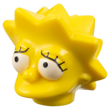 yellow minifigure head modified simpsons lisa simpson with worried look pattern