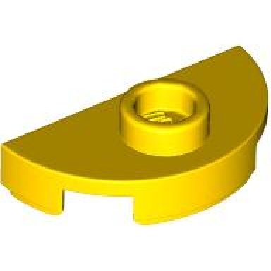 yellow plate round 1 x 2 half with 1 stud jumper