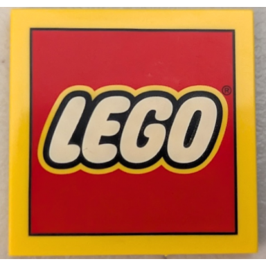 yellow tile 4 x 4 with lego logo pattern