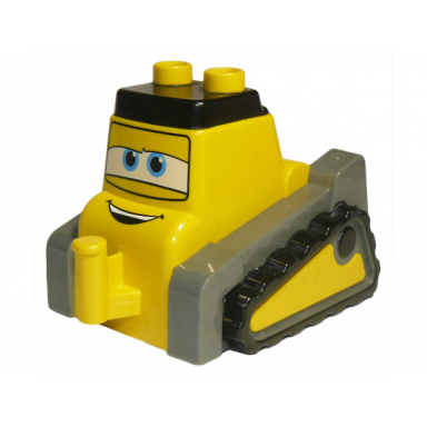 yellow duplo bulldozer body small with disney planes drip pattern