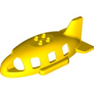 yellow duplo airplane midsize fuselage top with tail