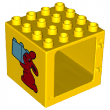 duplo door window frame 4 x 4 x 3 thin top with bunny rabbit holding brick pattern