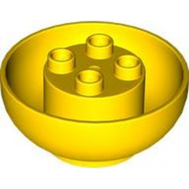 yellow duplo brick round 4 x 4 x 1 1 2 dome bottom with 2 x 2 studs