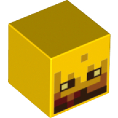 yellow minifigure head modified cube with pixelated fire and black eyes pattern minecraft blaze