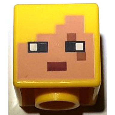 yellow minifigure head modified cube with pixelated nougat face black eyes dark red mouth and medium nougat eye scar pattern minecraft dragon archer