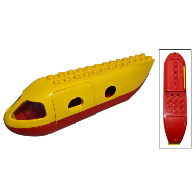 yellow duplo airplane jetliner fuselage with red base and cargo door 2150c05 2154