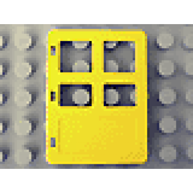 yellow duplo door window pane 1 x 4 x 4 with four panes different sizes