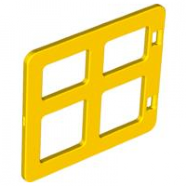 yellow duplo door window pane 1 x 4 x 3 with 4 different size panes square corners