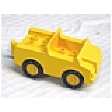 yellow duplo car with 2 x 2 studs and yellow base