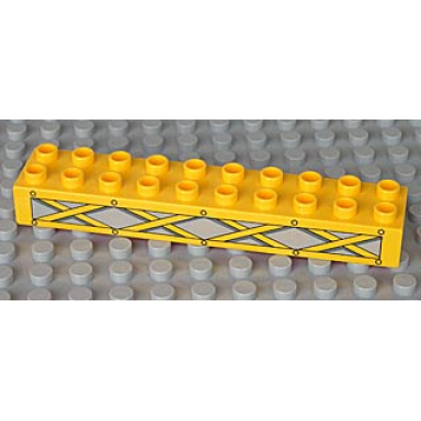 yellow duplo brick 2 x 10 with yellow girders on light bluish gray pattern