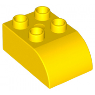 yellow duplo brick 2 x 3 slope curved