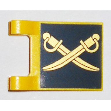 yellow flag 2 x 2 square with gold crossed cutlasses on dark blue background pattern